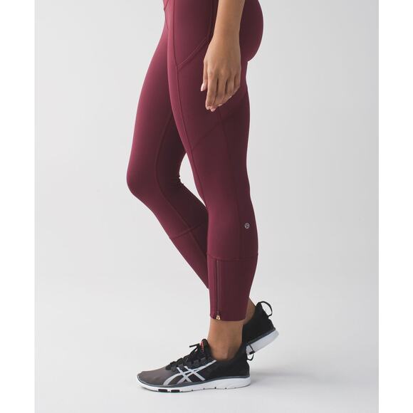 Lululemon x SoulCycle Rebel Runner Crop – Red Wine Berry – Size 2 - Picture 3 of 12
